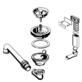 Garniture de vidage 1 x 3,5" sans vidage automatique trop-plein masqué C-overflow modifier pour éviers acier inoxydable