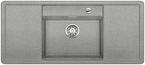 BLANCO ALAROS 6 S, SILGRANIT, greystone, with drain remote control, with accessories, Bowl centred, 600 mm min. cabinet size