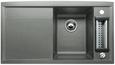 BLANCO AXIA 5 S-F, SILGRANIT until 10-2008, alu metallic, with drain remote control, with accessories, Bowl right, 500 mm min. cabinet size