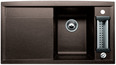 BLANCO AXIA 5 S, SILGRANIT until 10-2014, brown, with drain remote control, with accessories, Bowl right, 500 mm min. cabinet size