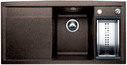 BLANCO AXIA 6 S, SILGRANIT until 10-2008, brown, with drain remote control, with accessories, Bowl right, 600 mm min. cabinet size