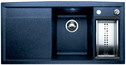 BLANCO AXIA 6 S, SILGRANIT until 10-2008, night blue, with drain remote control, with accessories, Bowl right, 600 mm min. cabinet size