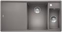 BLANCO AXIA III 6 S-F ohne Ablauffernbedienung, SILGRANIT, alumetallic, mit Holzschneidbrett, Becken rechts, 600 mm Untermaß