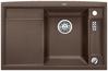 BLANCO AXIA II 45 S, SILGRANIT, coffee, with drain remote control, with accessories, Bowl right, 450 mm min. cabinet size