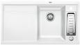 BLANCO AXIA II 5 S-F, SILGRANIT, white, with drain remote control, with accessories, Bowl right, 500 mm min. cabinet size