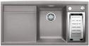 BLANCO AXIA II 6 S-F, SILGRANIT, alu metallic, with drain remote control, with accessories, Bowl right, 600 mm min. cabinet size