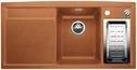 BLANCO AXIA II 6 S-F, SILGRANIT, cognac, with drain remote control, with accessories, Bowl right, 600 mm min. cabinet size