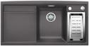 BLANCO AXIA II 6 S-F, SILGRANIT, rock grey, with drain remote control, with accessories, Bowl right, 600 mm min. cabinet size