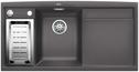 BLANCO AXIA II 6 S, SILGRANIT, rock grey, with drain remote control, with accessories, Bowl left, 600 mm min. cabinet size