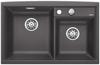 BLANCO AXIA II 8, SILGRANIT, rock grey, with drain remote control, Bowl left, 800 mm min. cabinet size