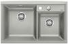 BLANCO AXIA II 8, SILGRANIT, pearl grey, with drain remote control, Bowl left, 800 mm min. cabinet size