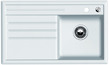 BLANCO AXON 45 S, Keramik PuraPlus, weiß matt, mit Ablauffernbedienung, mit Zubehör, Becken rechts, 450 mm Untermaß