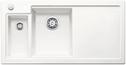 BLANCO AXON II 6 S, Ceramic PuraPlus, crystal white glossy, with drain remote control, with accessories, Bowl left, 600 mm min. cabinet size