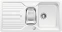 BLANCO CLASSIC 6 S, SILGRANIT, white, with drain remote control, with stainless steel colander, reversible, 600 mm min. cabinet size