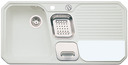 BLANCO PRIMO-BOX, SILGRANIT Clean, polar, mit Ablauffernbedienung, mit Schale Edelstahl, Becken links, 600 mm Untermaß