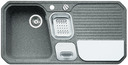 BLANCO PRIMO-BOX, SILGRANIT Clean, alumetallic, mit Ablauffernbedienung, mit Schale Edelstahl, Becken links, 600 mm Untermaß