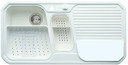 BLANCO PRIMO, SILACRON, white, with drain remote control, with plastic colander, Bowl left, 600 mm min. cabinet size