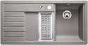 BLANCO TRISONA 6 S, SILGRANIT, alumetallic, mit Ablauffernbedienung, mit Zubehör, Becken links, 600 mm Untermaß