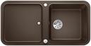 BLANCO YOVA XL 6 S, SILGRANIT, coffee, with drain remote control, with accessories, reversible, 600 mm min. cabinet size