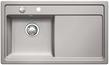 BLANCO ZENAR 45 S, Ceramic PuraPlus, alu grey, with drain remote control, Bowl left, 450 mm min. cabinet size