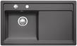 BLANCO ZENAR 45 S, Ceramic PuraPlus, basalt, with drain remote control, Bowl left, 450 mm min. cabinet size