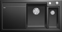 BLANCO AXON II 6 S, Keramik PuraPlus, schwarz, mit Ablauffernbedienung, mit Zubehör, Becken rechts, 600 mm Untermaß