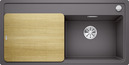 BLANCO ZENAR XL 6 S-F, SILGRANIT, felsgrau, mit Holzschneidbrett, Becken rechts, 600 mm Untermaß