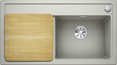 BLANCO ZENAR 5 S, SILGRANIT, pearl grey, incl. chopping board wood, Bowl right, 500 mm min. cabinet size