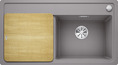 BLANCO ZENAR 5 S-F, SILGRANIT, alumetallic, mit Holzschneidbrett, Becken rechts, 500 mm Untermaß