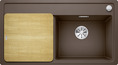 BLANCO ZENAR 5 S-F, SILGRANIT, cafe, mit Holzschneidbrett, Becken rechts, 500 mm Untermaß