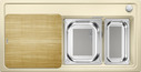 BLANCO ZENAR XL 6 S SteamerPlus, SILGRANIT, champagne, incl. chopping board wood, Bowl right, 600 mm min. cabinet size