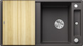 BLANCO AXIA III 5 S, SILGRANIT, rock grey, incl. chopping board wood, reversible, 500 mm min. cabinet size