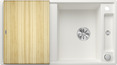 BLANCO AXIA III 5 S, SILGRANIT, white, incl. chopping board wood, reversible, 500 mm min. cabinet size