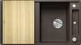 BLANCO AXIA III 5 S, SILGRANIT, coffee, incl. chopping board wood, reversible, 500 mm min. cabinet size