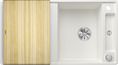 BLANCO AXIA III 5 S-F mit Ablauffernbedienung, SILGRANIT, weiß, mit Holzschneidbrett, reversibel, 500 mm Untermaß