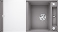 BLANCO AXIA III 5 S-F mit Ablauffernbedienung, SILGRANIT, alu metallic, incl. cutting board glass, reversible, 500 mm min. cabinet size
