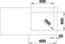 BLANCO SUPRA 500-U, Edelstahl Bürstfinish, ohne Ablauffernbedienung, keine Beckenlage, 600 mm Untermaß