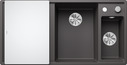 BLANCO AXIA III 6 S mit Ablauffernbedienung, SILGRANIT, felsgrau, mit Glasschneidbrett, Becken rechts, 600 mm Untermaß