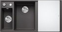 BLANCO AXIA III 6 S mit Ablauffernbedienung, SILGRANIT, felsgrau, mit Glasschneidbrett, Becken links, 600 mm Untermaß