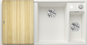 BLANCO AXIA III 6 S mit Ablauffernbedienung, SILGRANIT, weiß, mit Holzschneidbrett, Becken rechts, 600 mm Untermaß