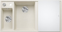 BLANCO AXIA III 6 S, SILGRANIT, softweiß, mit Glasschneidbrett, Becken links, 600 mm Untermaß