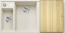 BLANCO AXIA III 6 S, SILGRANIT, softweiß, mit Holzschneidbrett, Becken links, 600 mm Untermaß