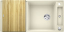 BLANCO AXIA III XL 6 S-F with pop-up waste, SILGRANIT, jasmine, incl. chopping board wood, reversible, 600 mm min. cabinet size