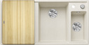 BLANCO AXIA III 6 S, SILGRANIT, softweiß, mit Holzschneidbrett, Becken rechts, 600 mm Untermaß