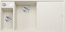 BLANCO AXIA III 6 S-F, SILGRANIT, soft white, incl. cutting board glass, Bowl left, 600 mm min. cabinet size