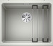 BLANCO ETAGON 500-U, SILGRANIT, perlgrau, ohne Ablauffernbedienung, mit Zubehör, keine Beckenlage, 600 mm Untermaß