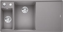 BLANCO AXIA III 6 S-F mit Ablauffernbedienung, SILGRANIT, alu metallic, incl. cutting board glass, Bowl left, 600 mm min. cabinet size