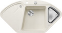 BLANCO DELTA 9 E-F, SILGRANIT, soft white, with drain remote control, with accessories, Bowl right, 800 mm min. cabinet size