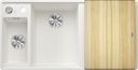 BLANCO AXIA III 6 S-F mit Ablauffernbedienung, SILGRANIT, weiß, mit Holzschneidbrett, Becken links, 600 mm Untermaß