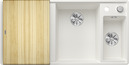 BLANCO AXIA III 6 S-F mit Ablauffernbedienung, SILGRANIT, weiß, mit Holzschneidbrett, Becken rechts, 600 mm Untermaß